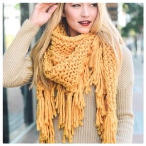 Oversized Knit Tassel Triangle Scarf